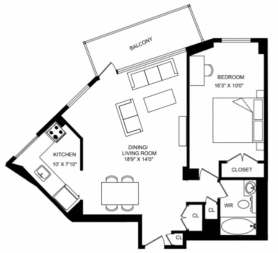 Floor plan layout diagram for 1L